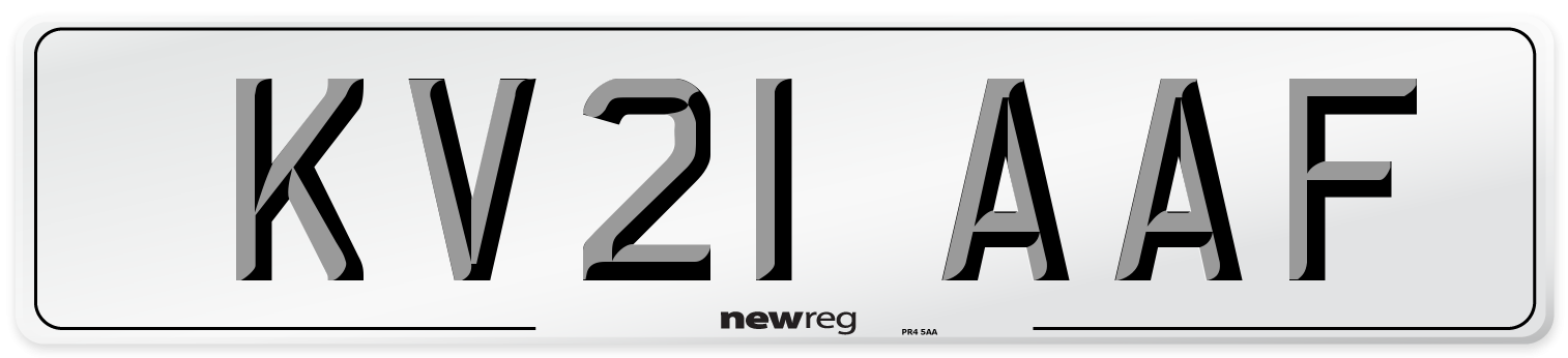 KV21 AAF Number Plate from New Reg